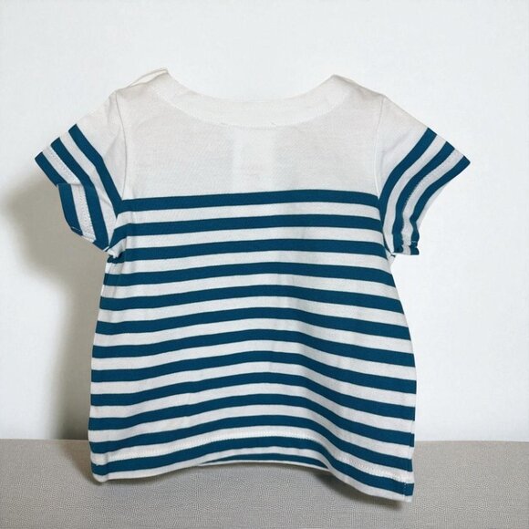 NWT Jacadi 100% Cotton Short Sleeve Blue Stripe - Picture 4 of 7